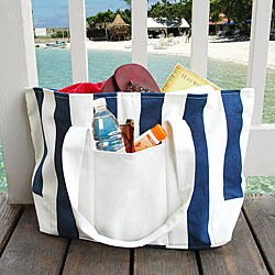 Striped Canvas Tote Bag