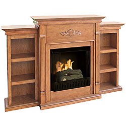 Dublin Gel Fuel Oak Fireplace with Bookcases