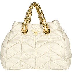Prada Cream Tessuto and Catena Tote
