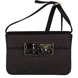 Prada Black Satin Convertible Strap Clutch