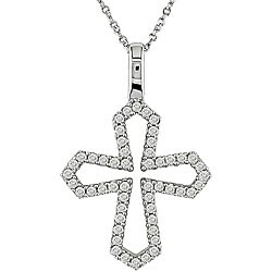14k Gold 1/4ct TDW Diamond Cross Pendant