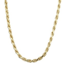 Caribe Gold  14k over Sterling  Silver 18-inch Diamond-cut Rope Chain (2.8 mm)