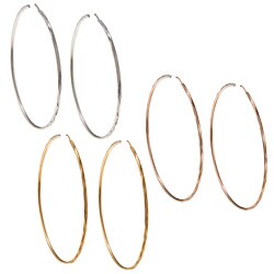 Platifina 2.5 inch Diameter Facetada Hoop Earring