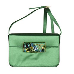 Prada Green Satin Convertible Clutch