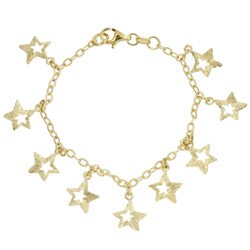 14k Gold over Silver Italian Stars Charm Bracelet