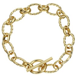 Caribe Gold  14k over Sterling Silver Oval Link Toggle Bracelet
