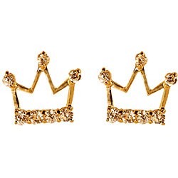 14k Yellow Gold Child's Crown Earrings