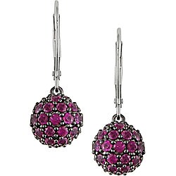 14k Gold Pink Ruby Leverback Ball Earrings