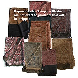 Set of 3 Jacquard Jamawar Woven Wool Shawls (India)