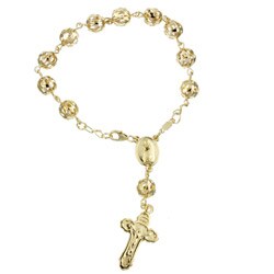 14k Gold over Silver 7-inch Rosary Bracelet