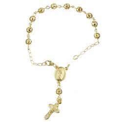 Caribe Gold  14k over Sterling Silver 7-inch Rosary Bracelet