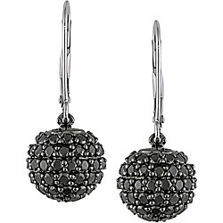 14k Gold 2ct TDW Black Diamond Leverback Ball Earrings