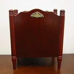Gold-accented Wooden Wastebasket