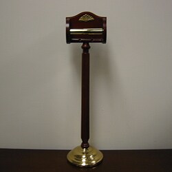 Gold-accented Wooden Tissue Stand