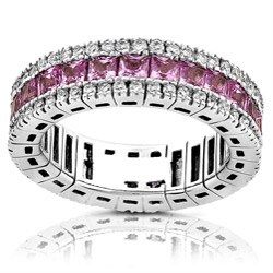 18k Gold Pink Sapphire and 4/5ct TDW Diamond Ring (GH, SI) (Size 6.5)