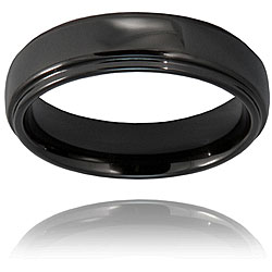 Ceramic Ridged Edge Brushed and Polished Ring (6 mm)