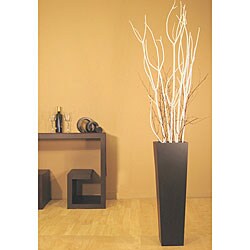 White Mitsumata Branches with Black Floor Vase