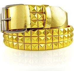 JK Belts Unisex 3-row Gold Studded Gold Belt