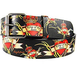 JK Belts Unisex Printed 'King of my Heart' Black Belt