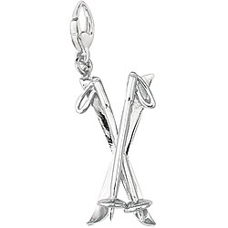 Sterling Silver Snow Skis and Poles Charm