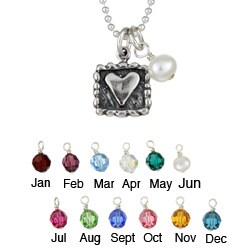 Charming Life Sterling Silver Birthstone Crystal Charm Necklace