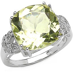 Lemon Topaz and Diamond Silver Ring