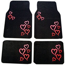 Red Hearts Front and Rear Carpet Car Floor Mats