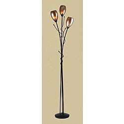 Lucinda Mission Bronze Floor Lamp with Tiger Glass
