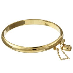 Caribe Gold  14k over Sterling Silver Polished Heart Charm Baby Bangle