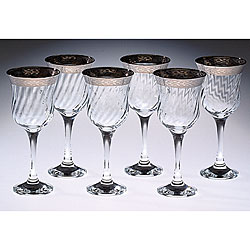 Italian Water Glasses with Silver Trim (Set of 6)