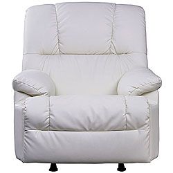 Cream Leather Rocker Recliner Chair