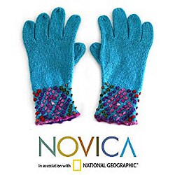 Alpaca Wool Blend 'Blueberry Sprinkles' Gloves (Peru)