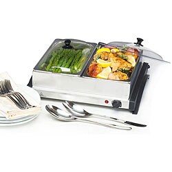 Dual Stainless Steel Buffet Server/ Warming Tray