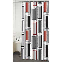 Rectangles Red Shower Curtain