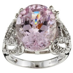 18K White Gold Kunzite and 1/3ct TDW  Diamond Ring (H-I, I)