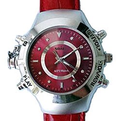 MW618-watch-2G-Red 2GB MP3 FM Dial Quartz Watch
