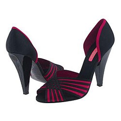 Betsey Johnson Kipp Black/Fuchsia Satin