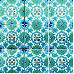 Fatima Blue Design Accent Ceramic Tiles (Set of 9)