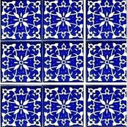 Mediterranean Blue Design Accent Ceramic Tiles (Set of 9)