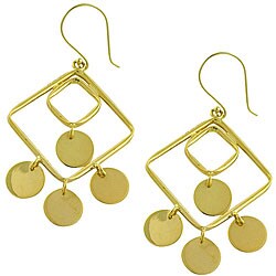 14k Gold Square and Circle Chandelier Earrings
