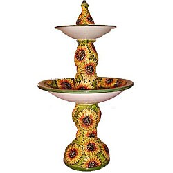 Handmade 'Sun Flowers' Ceramic Water Fountain