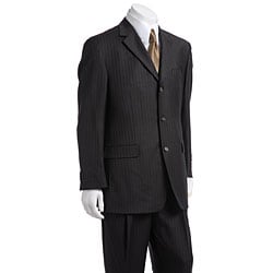 Luca Bertoni Men's Dark Brown Pinstripe Suit