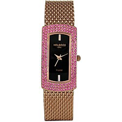 Helbros EXL Women's Pink Crystal IPG Bracelet Watch