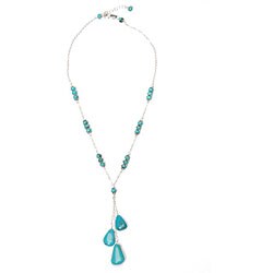 Sterling Silver Chinese Turquoise Teardrop Necklace