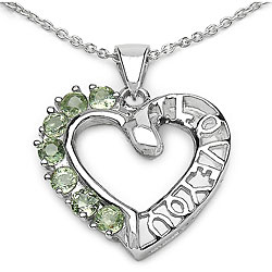 Genuine Green Sapphire and Sterling Silver Pendant
