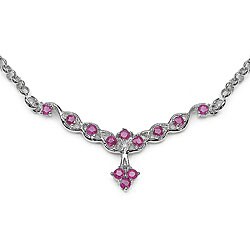 Genuine Ruby and Sterling Silver Necklace