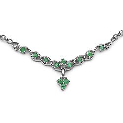 Radiant Genuine Emerald and Sterling Silver Necklace