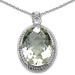 Genuine Green Amethyst Sterling Silver Pendant