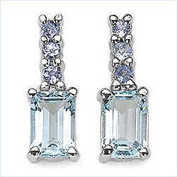 Sterling Silver Blue Topaz Tanzanite Earrings