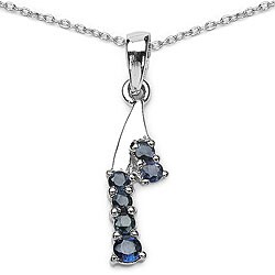 Silver Genuine Blue Sapphire 6-stone Necklace